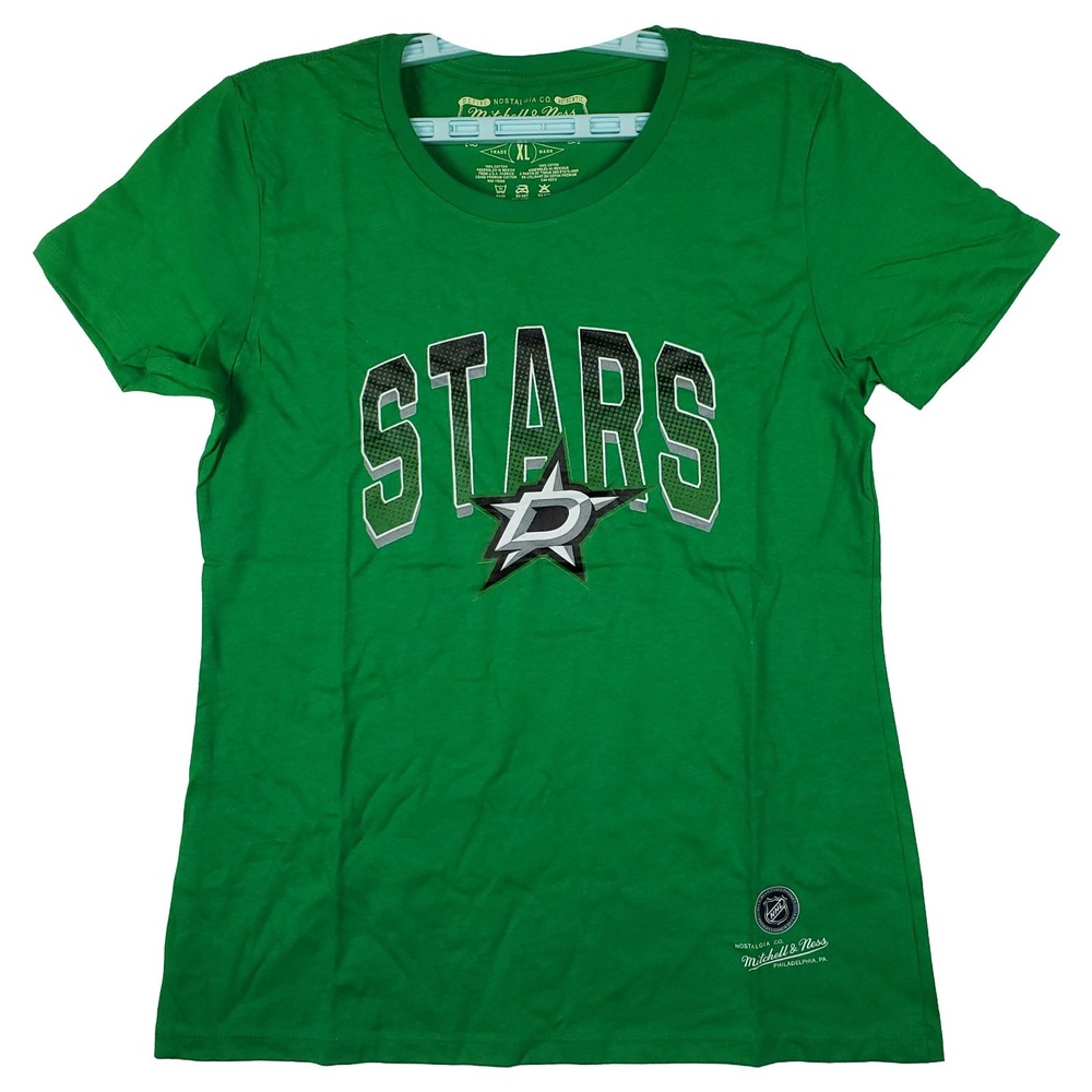 Dallas Stars Mitchell & Ness NHL Womens XL XLarge Shirt Team Star Logo Green NWT